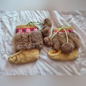 Baby Mukluks Beaded Moccasin Boots Suede And Fur